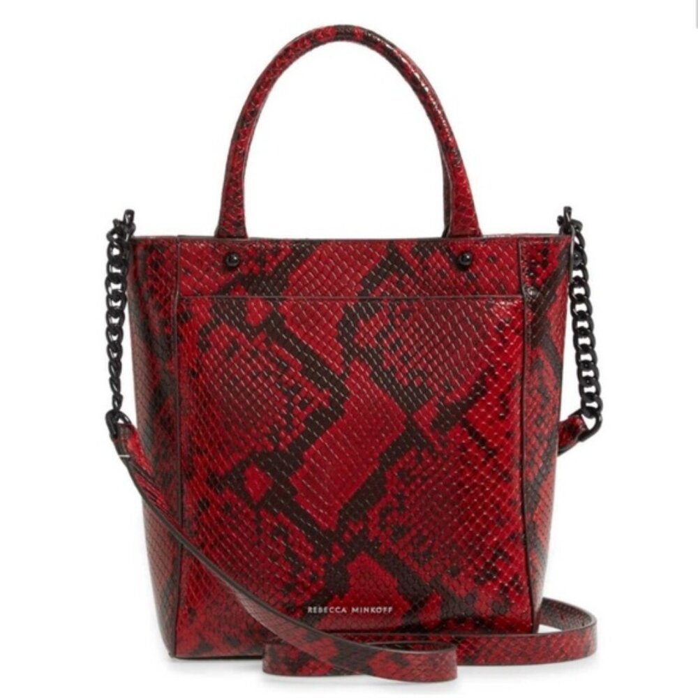 NWT Rebecca Minkoff Snake Skin Print Top Handle Chain Crossbody
